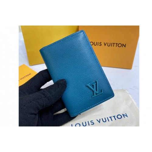 Louis Vuitton M81028 Pocket Organizer wallet Blue Aerogram cowhide leather