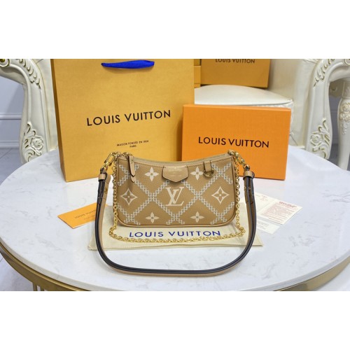 Louis Vuitton M81137 Easy Pouch On Strap bag in Beige Brown Monogram Empreinte leather