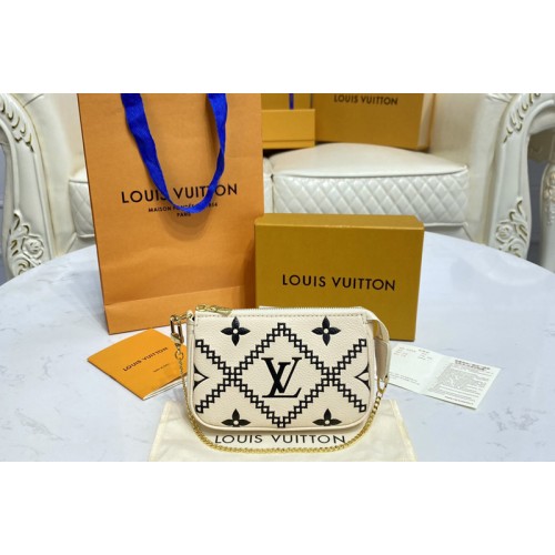 Louis Vuitton M81140 Mini Pochette Accessoires in Beige Black Monogram Empreinte Leather