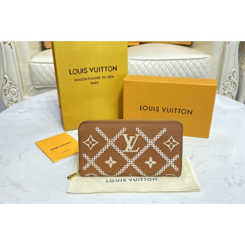 Louis Vuitton M81138 Zippy wallet in Brown Beige Monogram Empreinte Leather