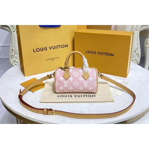 Louis Vuitton M81213 Nano Speedy in Pink Monogram jacquard denim