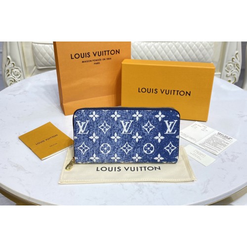 Louis Vuitton M81226 Zippy wallet in Navy Blue Monogram jacquard denim