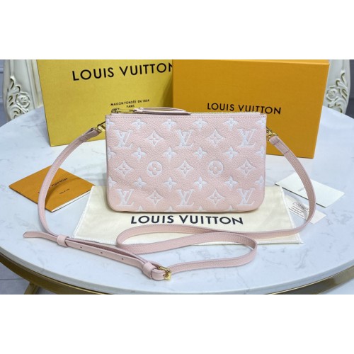 Louis Vuitton M68568 Double Zip Pochette Bag in Pink Monogram Empreinte leather