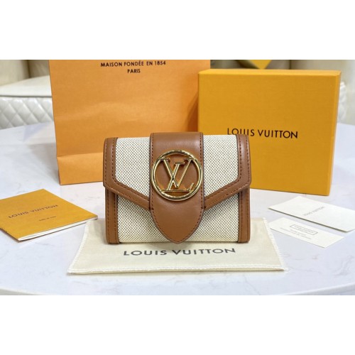 Louis Vuitton M81393 Pont 9 compact wallet in Canvas and Tan cowhide leather