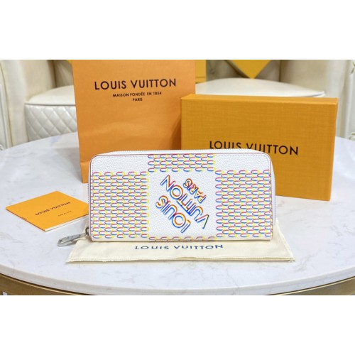 Louis Vuitton M81403 Zippy Vertical wallet in White Damier Spray cowhide leather