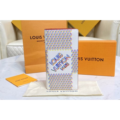 Louis Vuitton M81405 Brazza Wallet in White Damier Spray cowhide leather