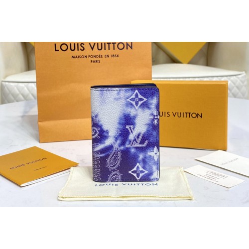 Louis Vuitton M81413 Pocket Organizer in Blue Cowhide leather