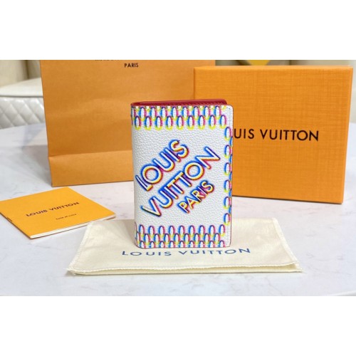 Louis Vuitton M81413 Pocket Organizer in White Damier Spray cowhide leather