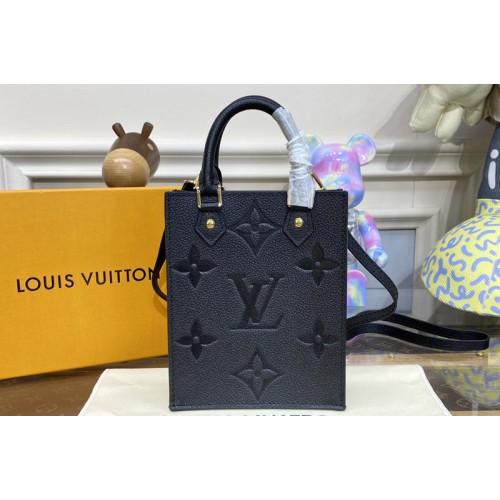 Louis Vuitton M81417 Petit Sac Plat bag in Black Monogram Empreinte embossed supple grained cowhide leather