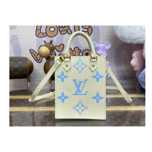 Louis Vuitton M81417 Petit Sac Plat Bag in White Blue Monogram Empreinte Leather