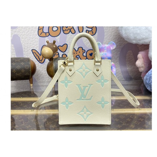 Louis Vuitton M81417 Petit Sac Plat Bag in White Green Monogram Empreinte Leather