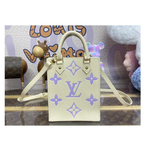 Louis Vuitton M81417 Petit Sac Plat Bag in White Purple Monogram Empreinte Leather