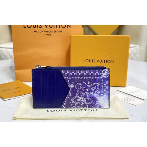 Louis Vuitton M81432 Coin Card Holder in Blue Cowhide leather