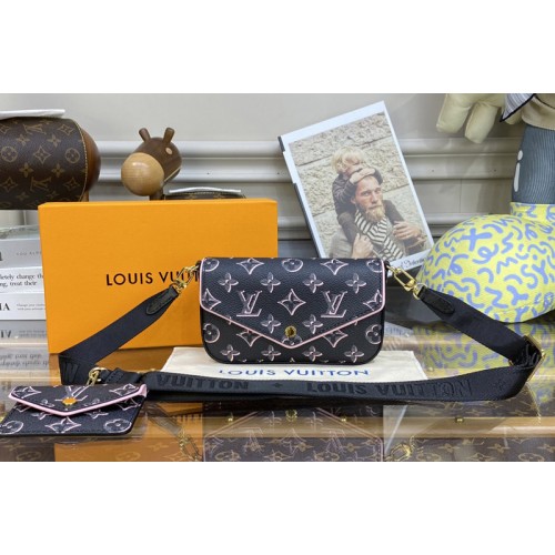 Louis Vuitton M81471 Felicie Strap & 038  Go pochette Bag in Black Monogram coated canvas