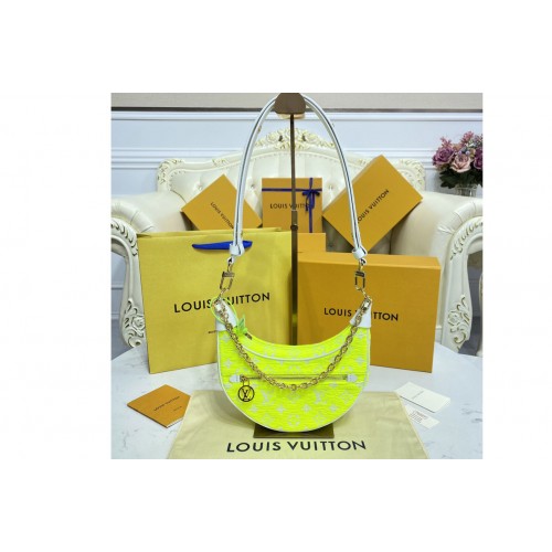 Louis Vuitton M81484 Loop half-moon baguette bag in Yellow Monogram jacquard velvet