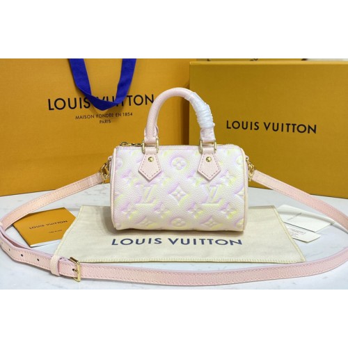Louis Vuitton M81508 Nano Speedy Bag in Pink Monogram Empreinte leather