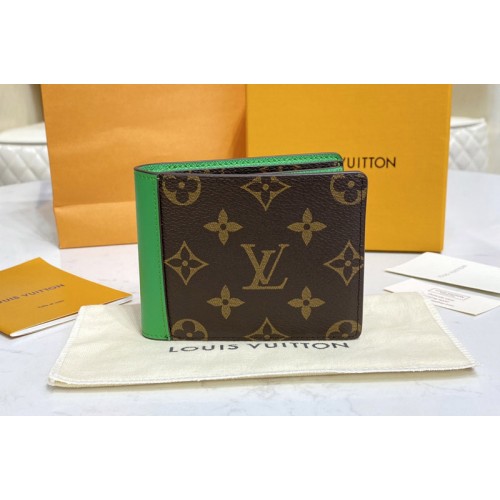 Louis Vuitton M81537 Multiple wallet in Monogram Macassar coated canvas With Green