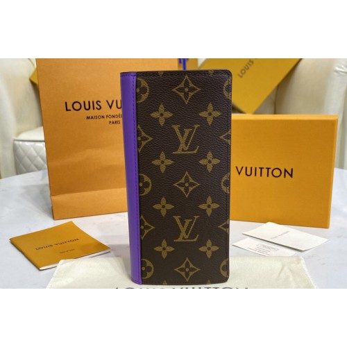 Louis Vuitton M81538 Brazza wallet in Monogram Macassar coated canvas With Purple