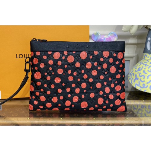 Louis Vuitton M82019 LVxYK Pochette To Go Clutch in Black and red Taurillon Monogram cowhide with Infinity Dots print