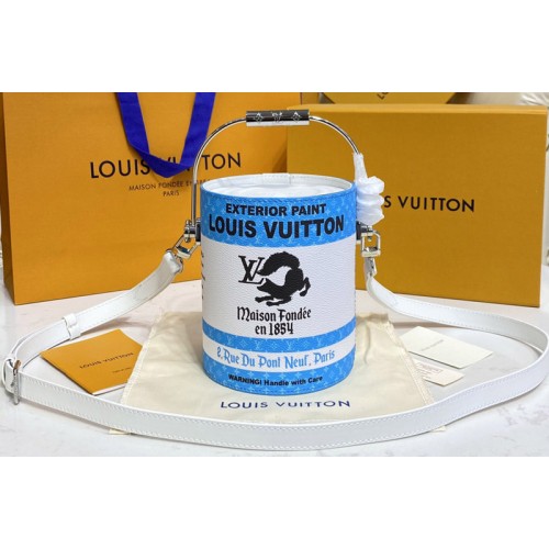 Louis Vuitton M81597 Paint Can Bag in Blue Coated canvas and cowhide leather