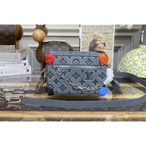 Louis Vuitton M81606 Mini Soft Trunk Bag in Granite Taurillon Monogram embossed cowhide leather