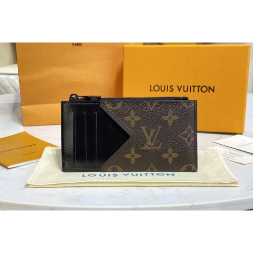 Louis Vuitton M81627 Coin Card Holder in Monogram Macassar coated canvas With Black