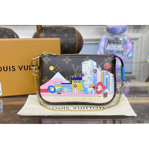 Louis Vuitton M81637 Mini Pochette Accessoires wallet in Monogram coated canvas With Blue