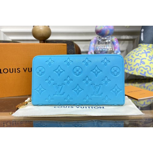 Louis Vuitton M81512 Zippy Wallet in Blue Monogram-embossed lambskin