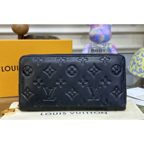 Louis Vuitton M81510 Zippy Wallet in Black Monogram-embossed lambskin