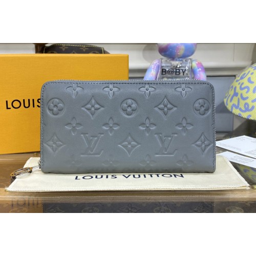 Louis Vuitton M81763 Zippy Wallet in Gray Monogram-embossed lambskin