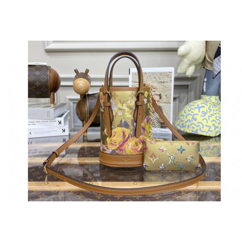 Louis Vuitton M81724 Nano Bucket Bag in Gold Coated canvas