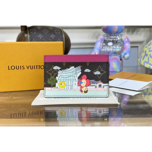Louis Vuitton M81729 Card Holder in Monogram canvas With Fuchsia