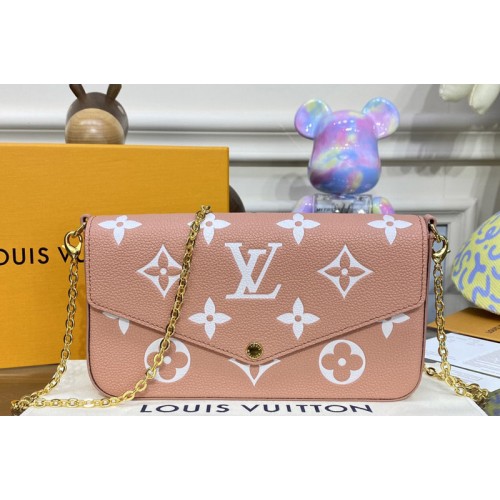 Louis Vuitton M81759 Felicie Pochette Bag in Pink Cream Monogram Empreinte leather