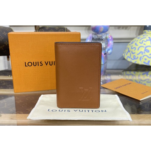 Louis Vuitton M81754 Pocket Organizer wallet in Tan Millesime calf leather
