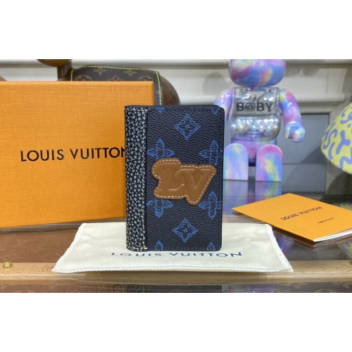 Louis Vuitton M81789 Pocket Organizer Wallet in Blue Monogram coated canvas