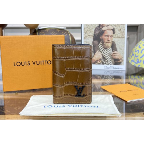 Louis Vuitton N81824 Pocket Organizer Wallet in Tan Alligator leather