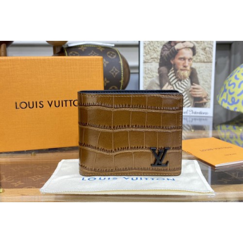 Louis Vuitton N81821 Multiple Wallet in Tan Alligator leather