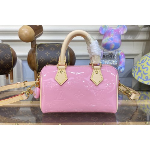 Louis Vuitton M81879 Nano Speedy bag in Pink Monogram Vernis embossed patent calf leather