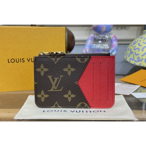 Louis Vuitton M81881 Romy card holder in Monogram coated canvas With Red