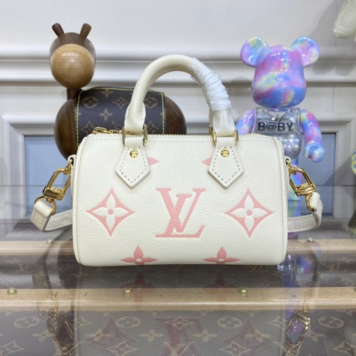 Louis Vuitton M81913 Nano Speedy Bag in Beige Pink Monogram Empreinte leather