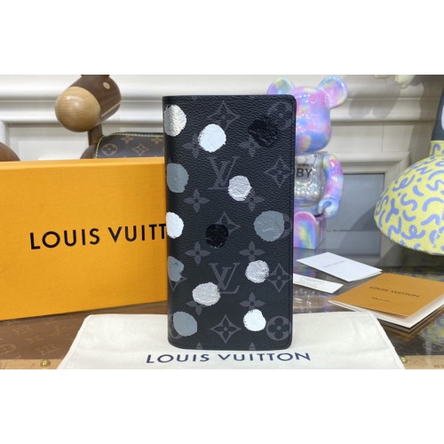 Louis Vuitton M81932 x YK Brazza wallet in Monogram Eclipse coated canvas with 3D Painted Dots print