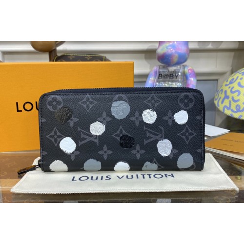 Louis Vuitton M81933 x YK Zippy wallet in Monogram Eclipse coated canvas with 3D Painted Dots print
