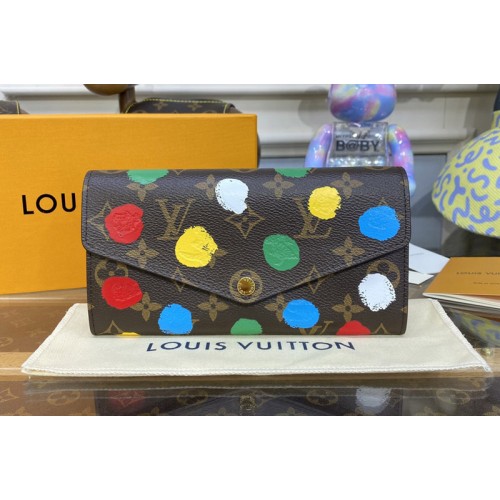 Louis Vuitton M81980 x YK Sarah Wallet in Monogram coated canvas with 3D Painted Dots print