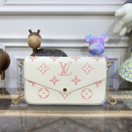 Louis Vuitton M82047 Felicie Pochette Bag in Beige Pink Monogram Empreinte leather