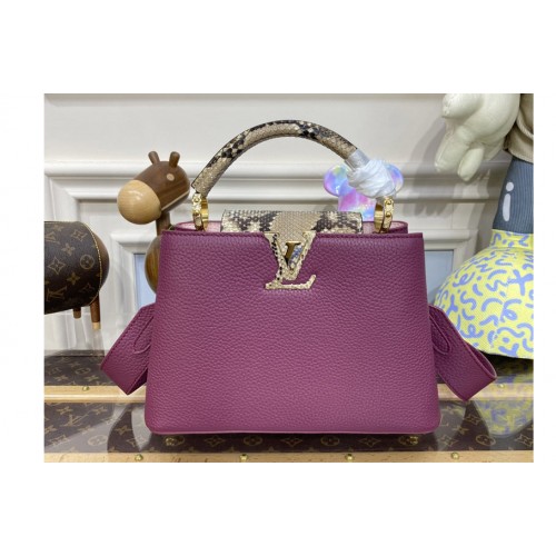 Louis Vuitton N82067 Capucines BB Bag in Purple Taurillon leather and python leather