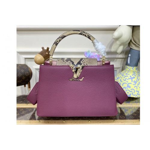 Louis Vuitton N82067 Capucines Mini Bag in Purple Taurillon leather and python leather