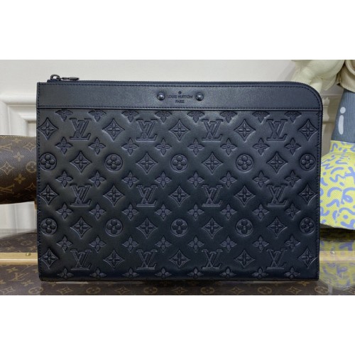 Louis Vuitton M82080 Pochette Jour Bag in Black Monogram Shadow embossed cowhide leather