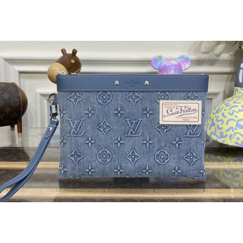 Louis Vuitton M82313 Pochette To-Go Pouch in Monogram Washed Denim coated canvas