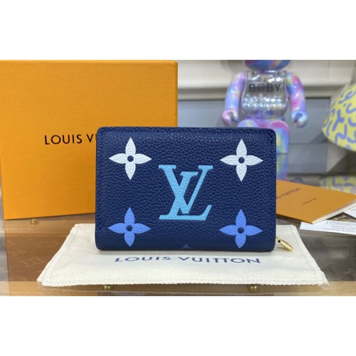 Louis Vuitton M82329 Clea wallet in Gradient Blue Monogram Empreinte embossed supple grained cowhide leather