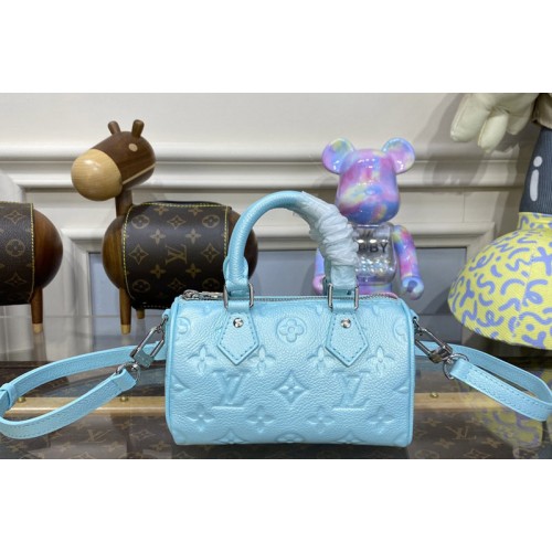 Louis Vuitton M82342 Nano Speedy bag in Lagoon Monogram Empreinte leather